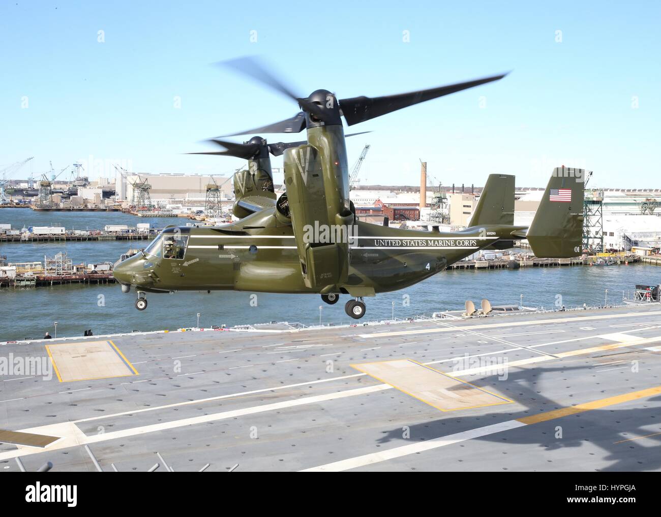 Marine One Osprey helicopter carrying U.S. President Donald Trump