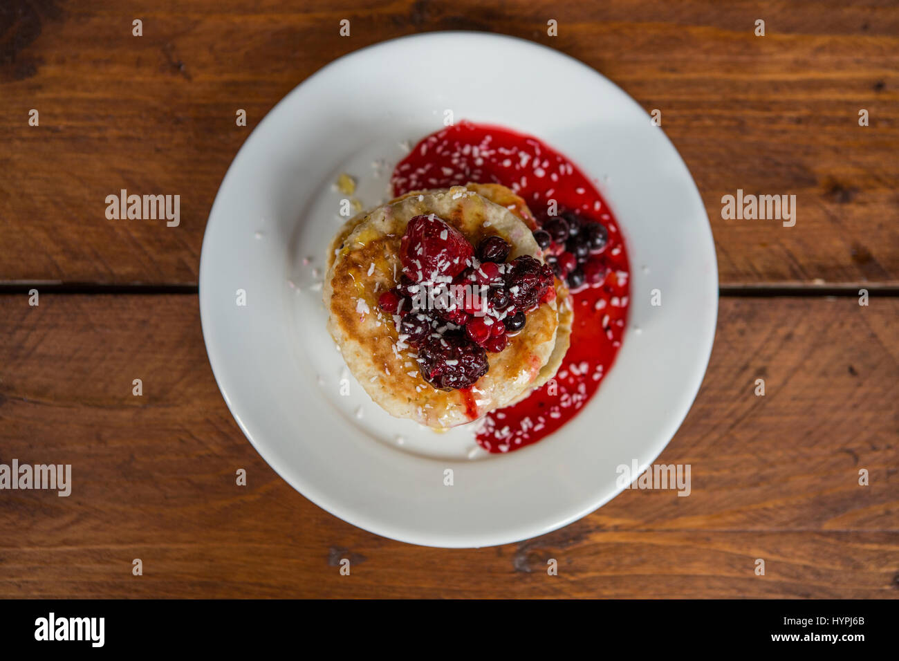 Raspberry and blueberry pancake stack Stock Photo - Alamy