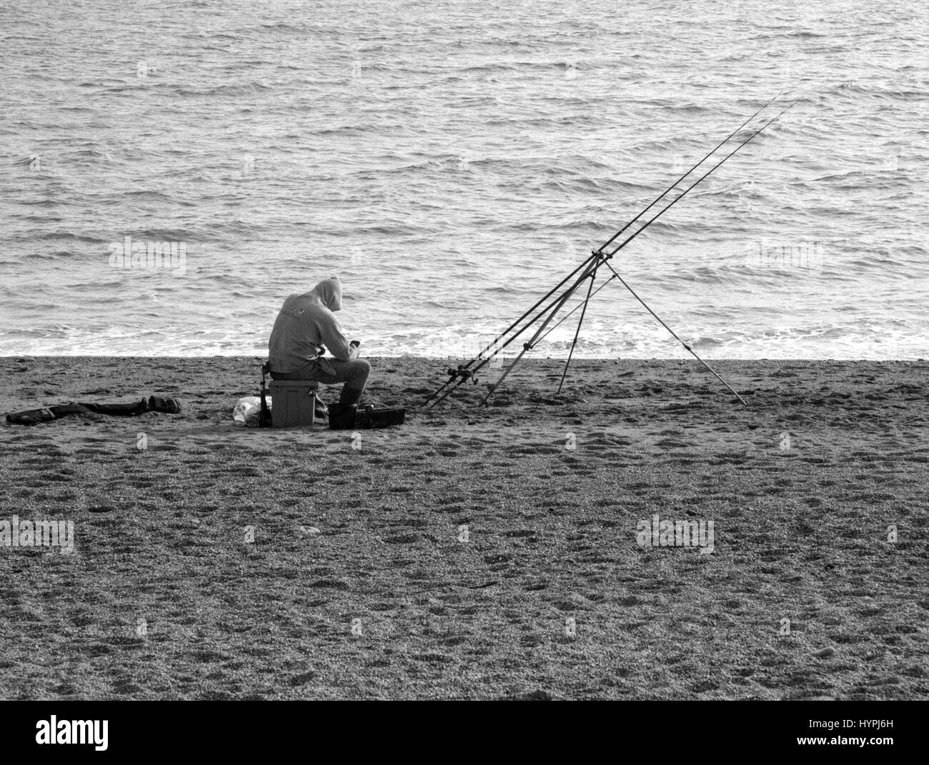 Shore fishing Black and White Stock Photos & Images - Alamy