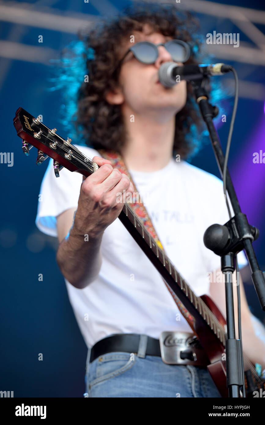 BARCELONA - JUN 2: Car Seat Headrest (band) perform in concert at Primavera Sound 2016 Festival on June 2, 2016 in Barcelona, Spain. Stock Photo