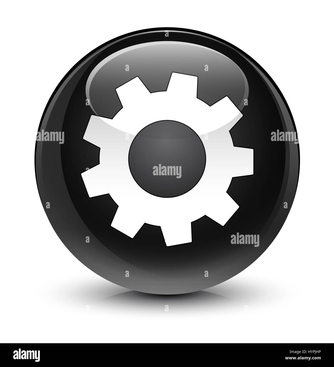 Process icon isolated on glassy black round button abstract ...