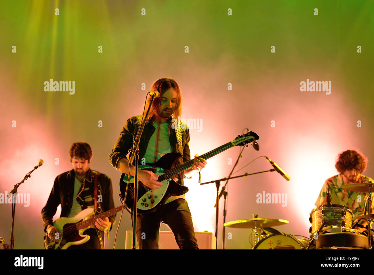 BARCELONA - JUN 2: Tame Impala (psychedelic band) perform in concert at Primavera Sound 2016 Festival on June 2, 2016 in Barcelona, Spain. Stock Photo