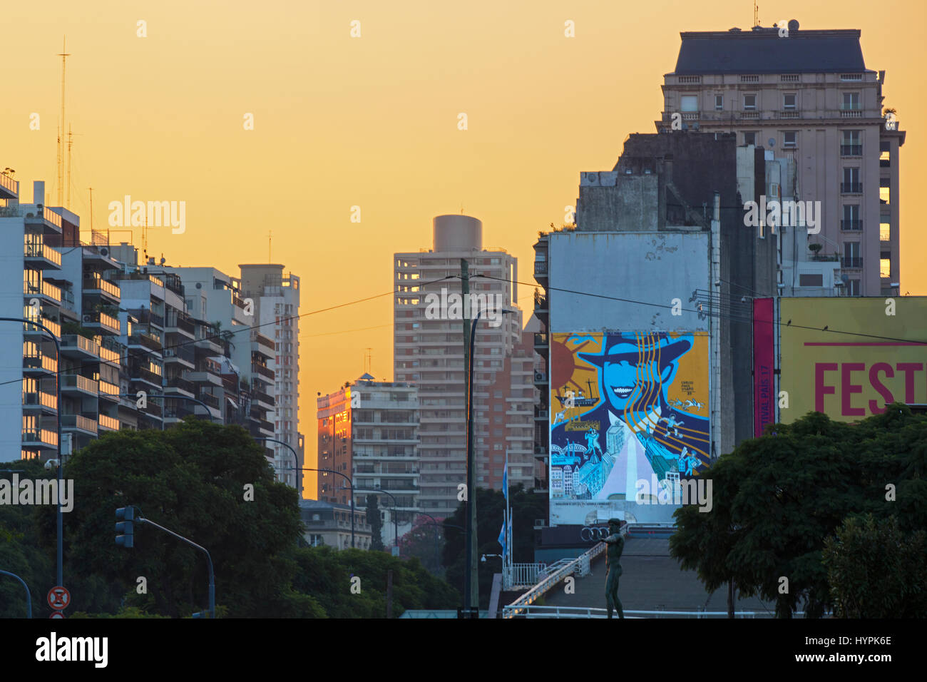 Buenos Aires buildings at sunset. Recoleta, Buenos Aires, Argentina. Stock Photo