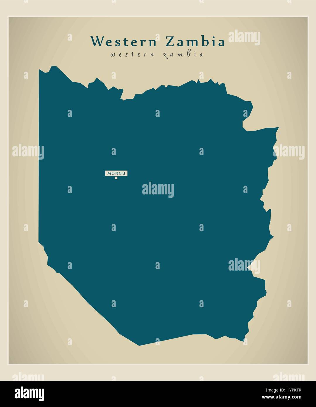 Modern Map - Western Zambia ZM Stock Vector