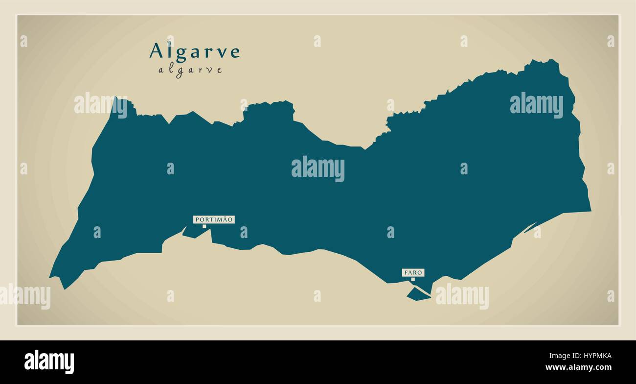 Modern Map - Algarve Portugal refreshed PT Stock Vector