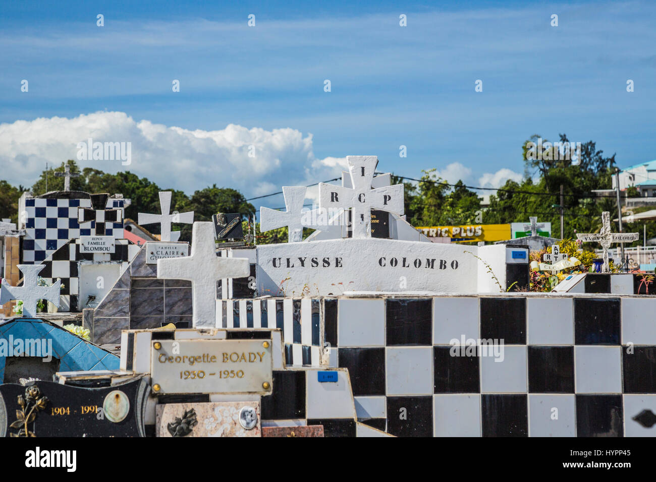 cemetery in Morne-a-l'Eau Guadeloipe Stock Photo