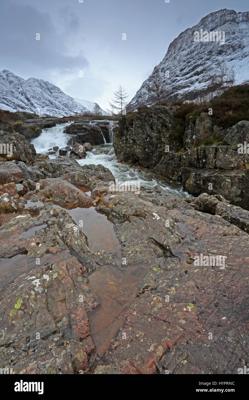 Image of Glencoe Scotland showing the Lower Waterfalls Stock Photo