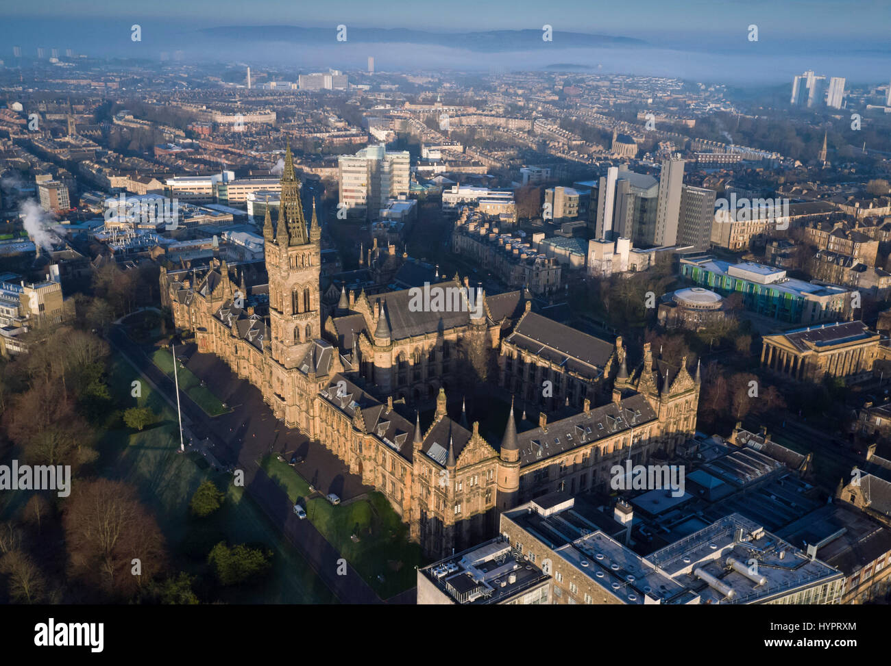 Aerial view of the University of Glasgow Stock Photo Alamy