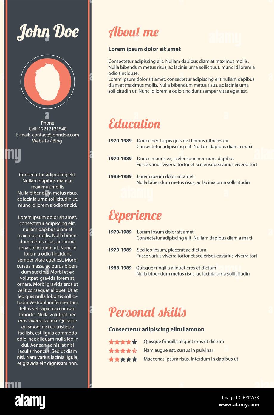 Curriculum vitae with special modern design, vector, eps10 Stock Vector