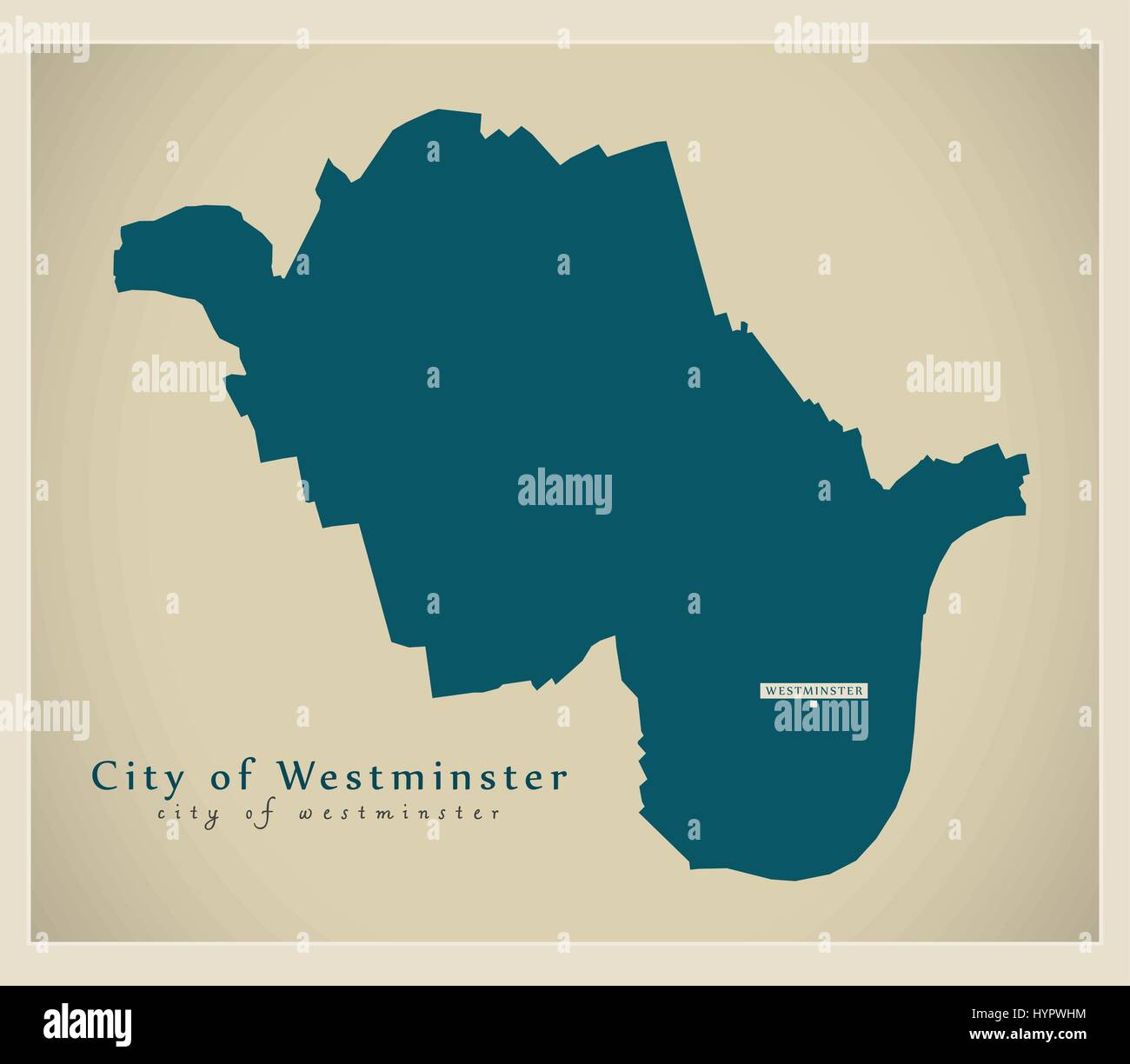 Modern Map - City of Westminster borough Greater London UK England Stock Vector