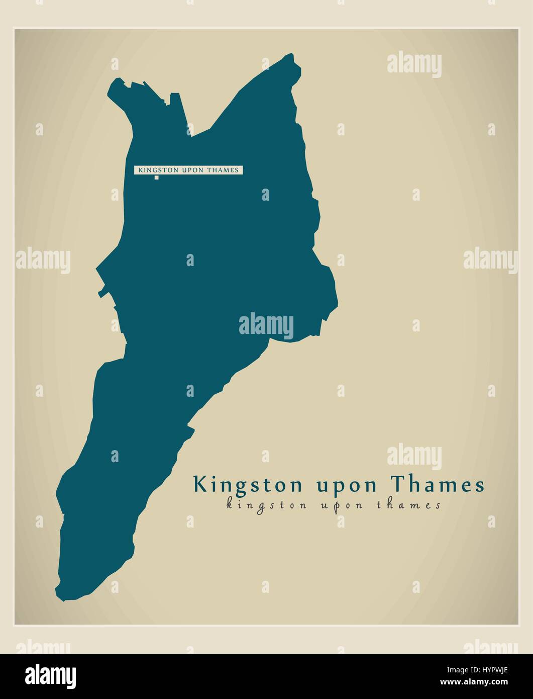 Modern Map - Kingston upon Thames borough Greater London UK England Stock Vector