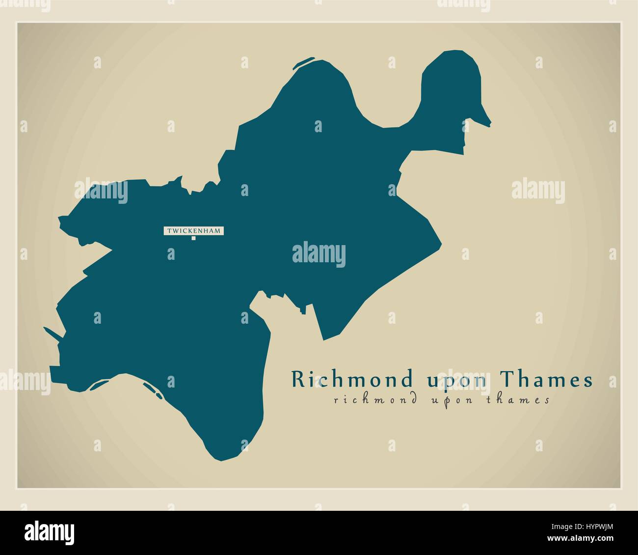 Modern Map - Richmond upon Thames borough Greater London UK England Stock Vector