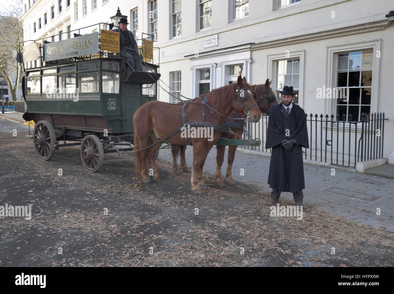 on the set of filming an episode of the TV series Howards End london Stock Photo