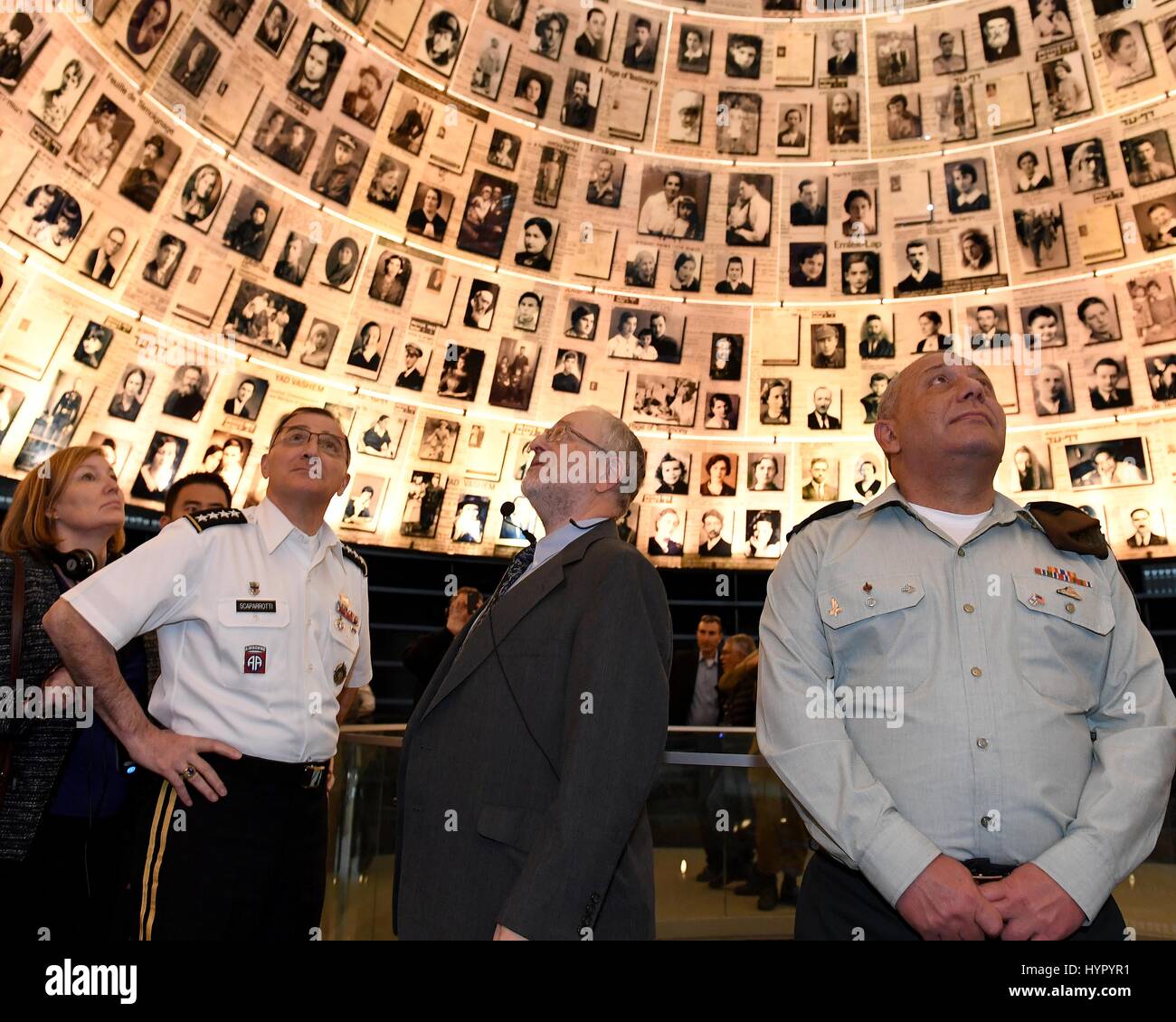 U.S. European Command Commander Curtis Scaparrotti and Israeli Defense Forces Chief of Staff Gadi Eizenkot tour the Holocaust Memorial Museum March 6, 2017 in Jerusalem, Israel. Stock Photo