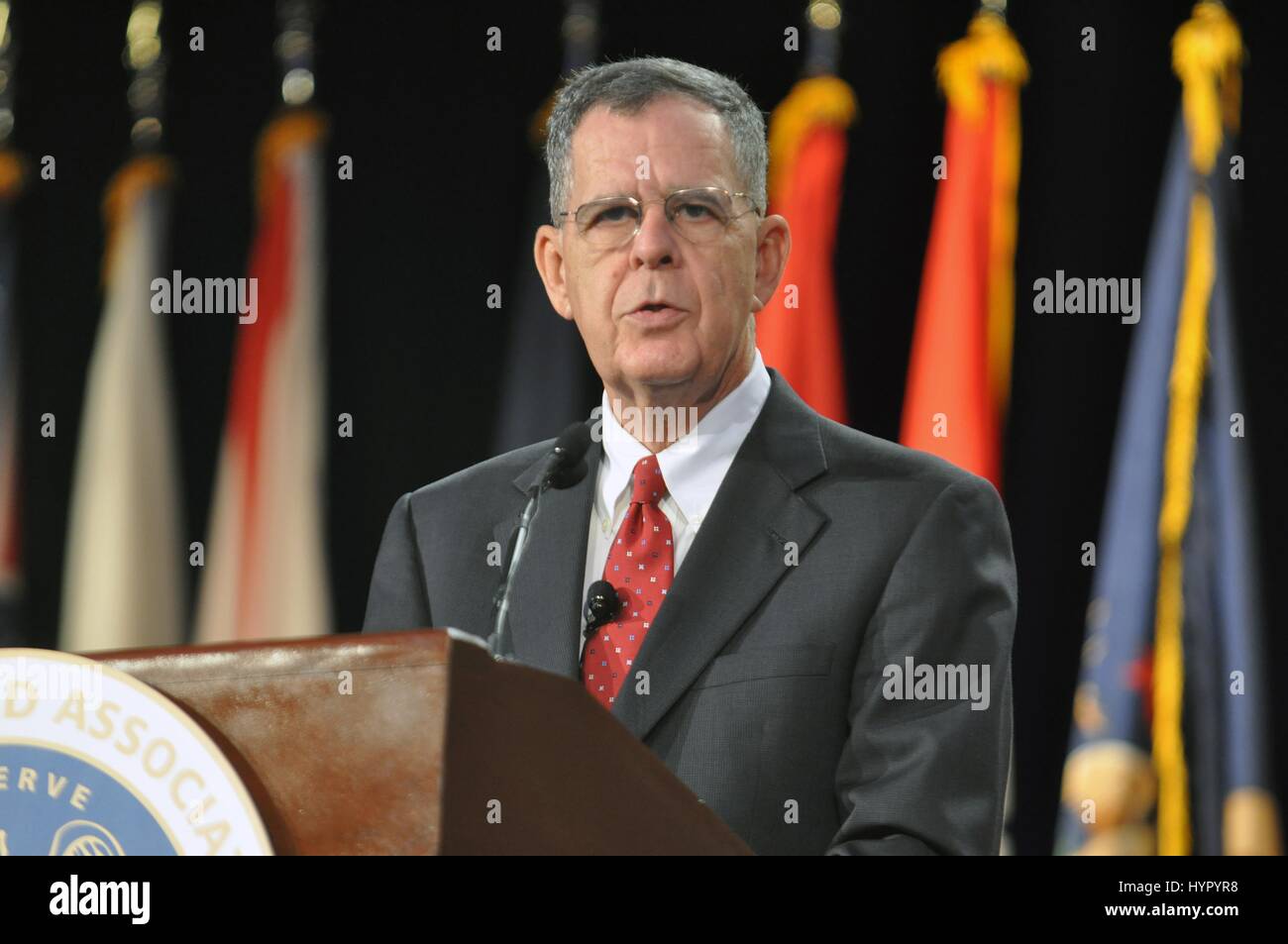 U.S. Reserve Affairs Assistant Secretary of Defense Dennis McCarthy speaks during the 131st Guard Association of the United States General Conference September 12, 2009 in Nashville, Tennessee. Stock Photo