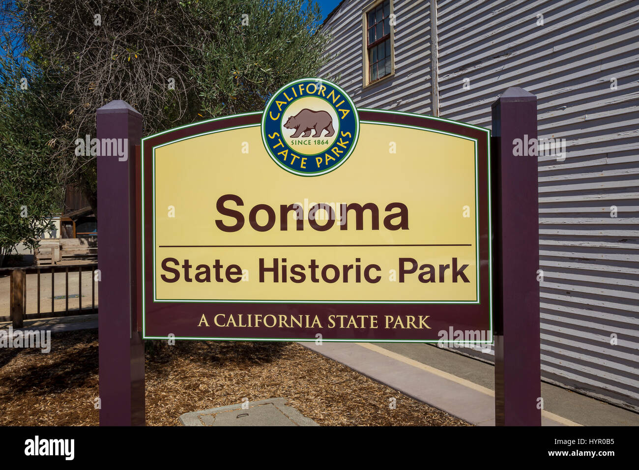 sign, Sonoma State Historic Park, city of Sonoma, Sonoma, Sonoma County, California, United States, North America Stock Photo