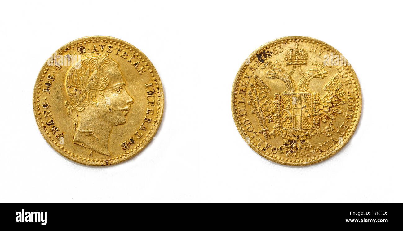 1 Ducat - Franz Joseph I - gold coin from Austria. Stock Photo