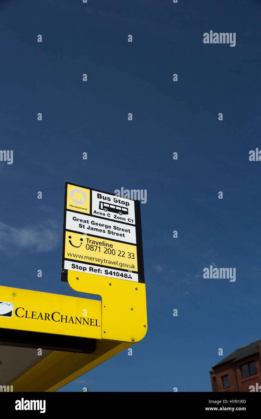 Merseytravel Bus Stop on Great Street and St James Street