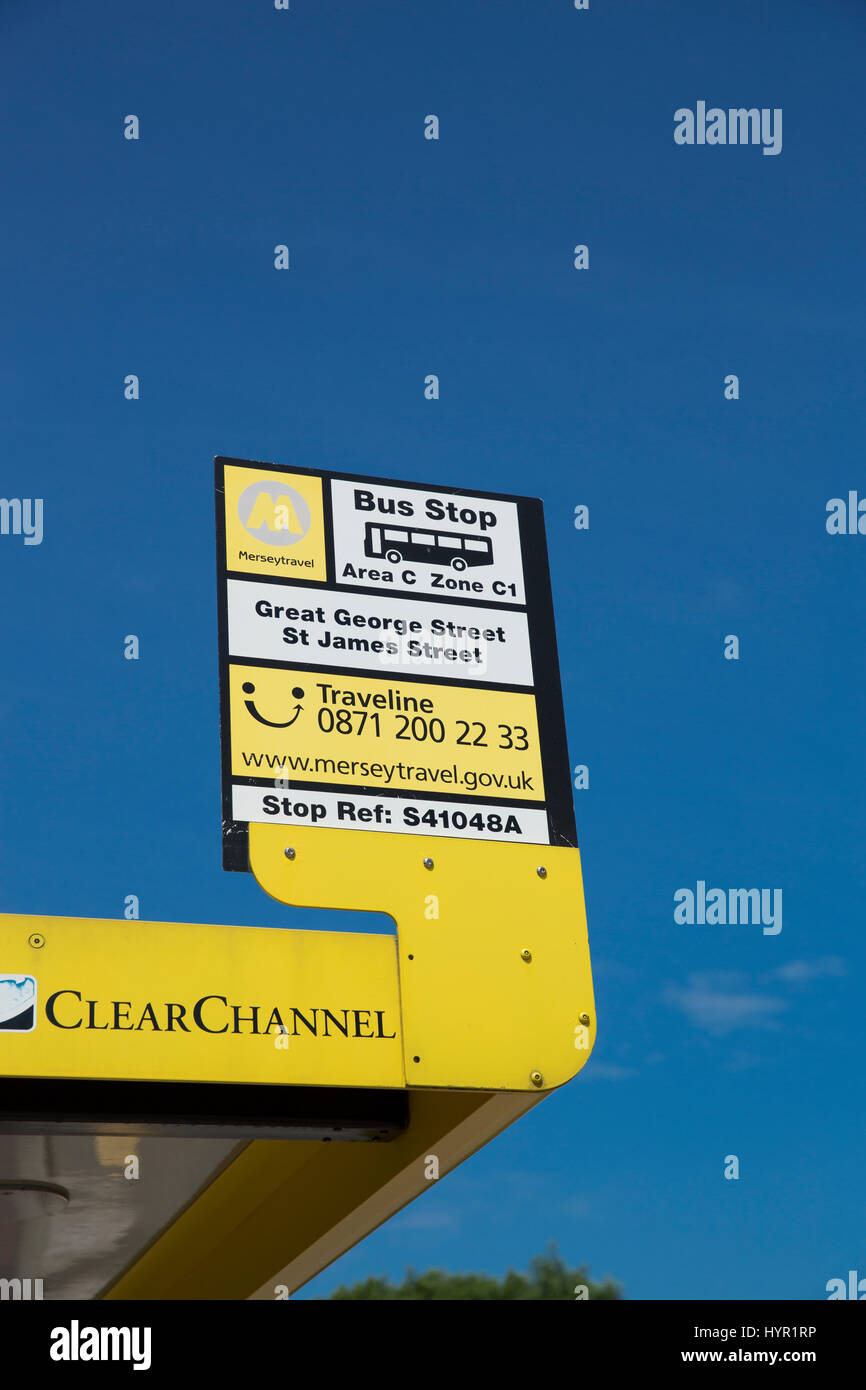 Merseytravel Bus Stop on Great Street and St James Street
