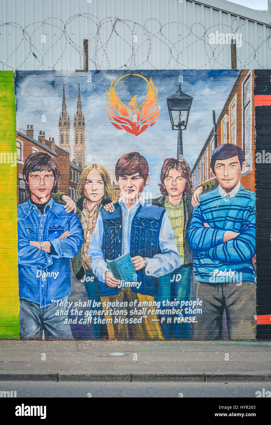 Murals in Belfast near Falls and Shankill Road, Northern Ireland Stock Photo