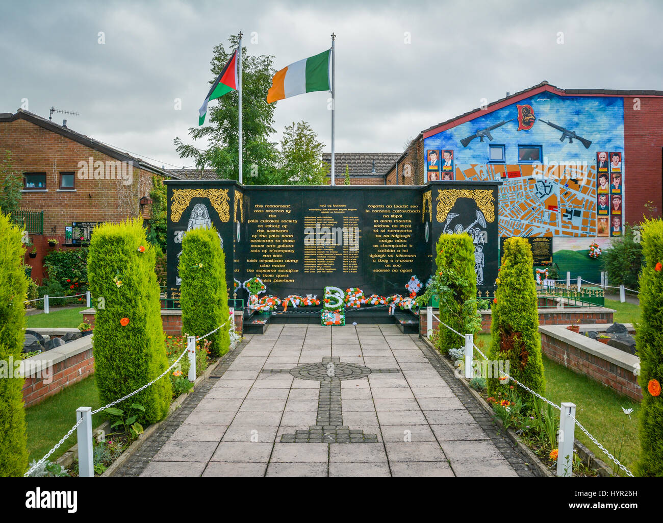 Memorial garden in Falls Road, Belfast, Northern Ireland Stock Photo