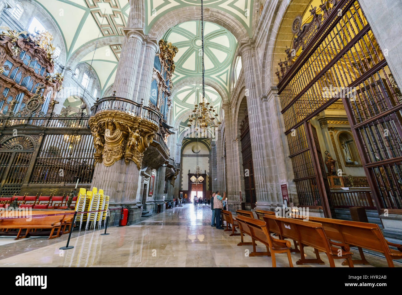 Mexico City, FEB 17: Interior view of the historical Mexico City Metropolitan Cathedral on FEB 17, 2017 at Mexico City Stock Photo