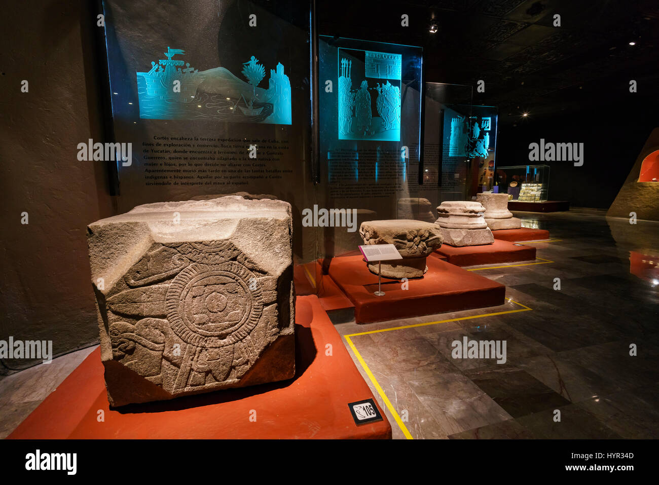 Mexico City, FEB 19: The inner view of the historical and beautiful Templo Mayor Museum on FEB 19, 2017 at Mexico City Stock Photo