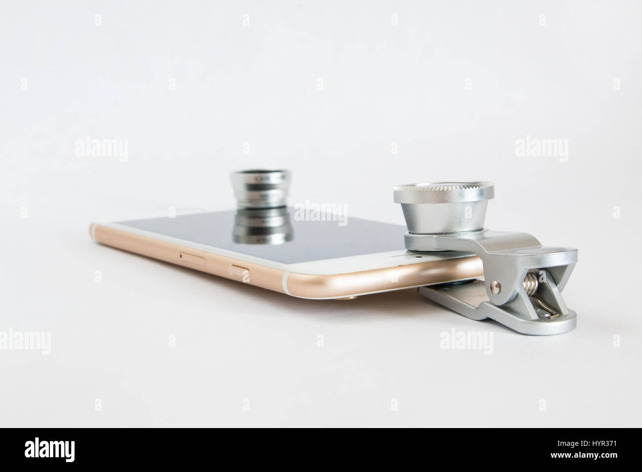 Fish eye lens set for smartphone white background Stock Photo - Alamy