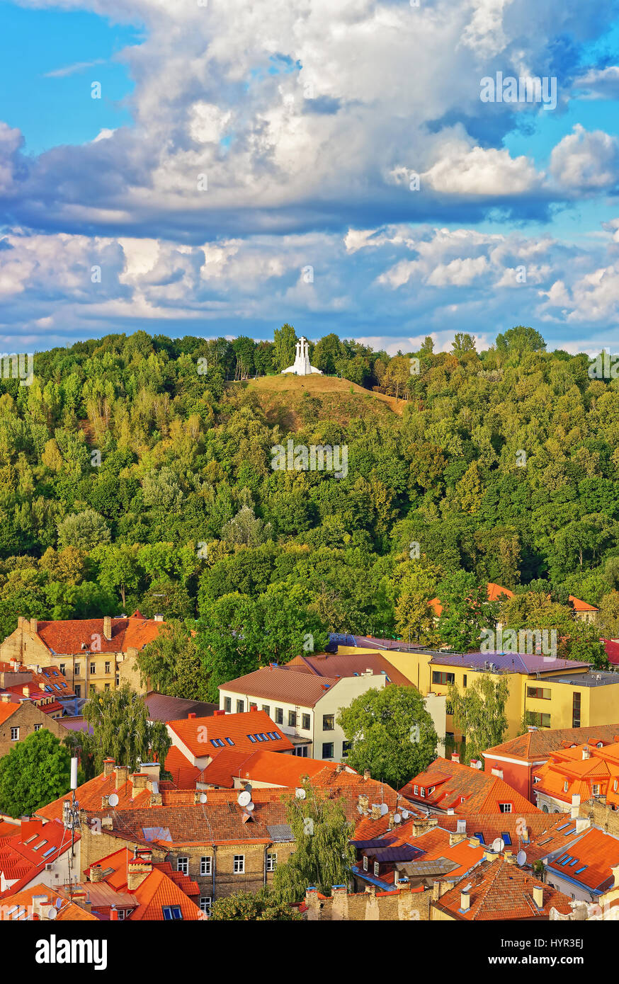 Crooked hill of Three Crosses, Vilnius, Lithuania Stock Photo