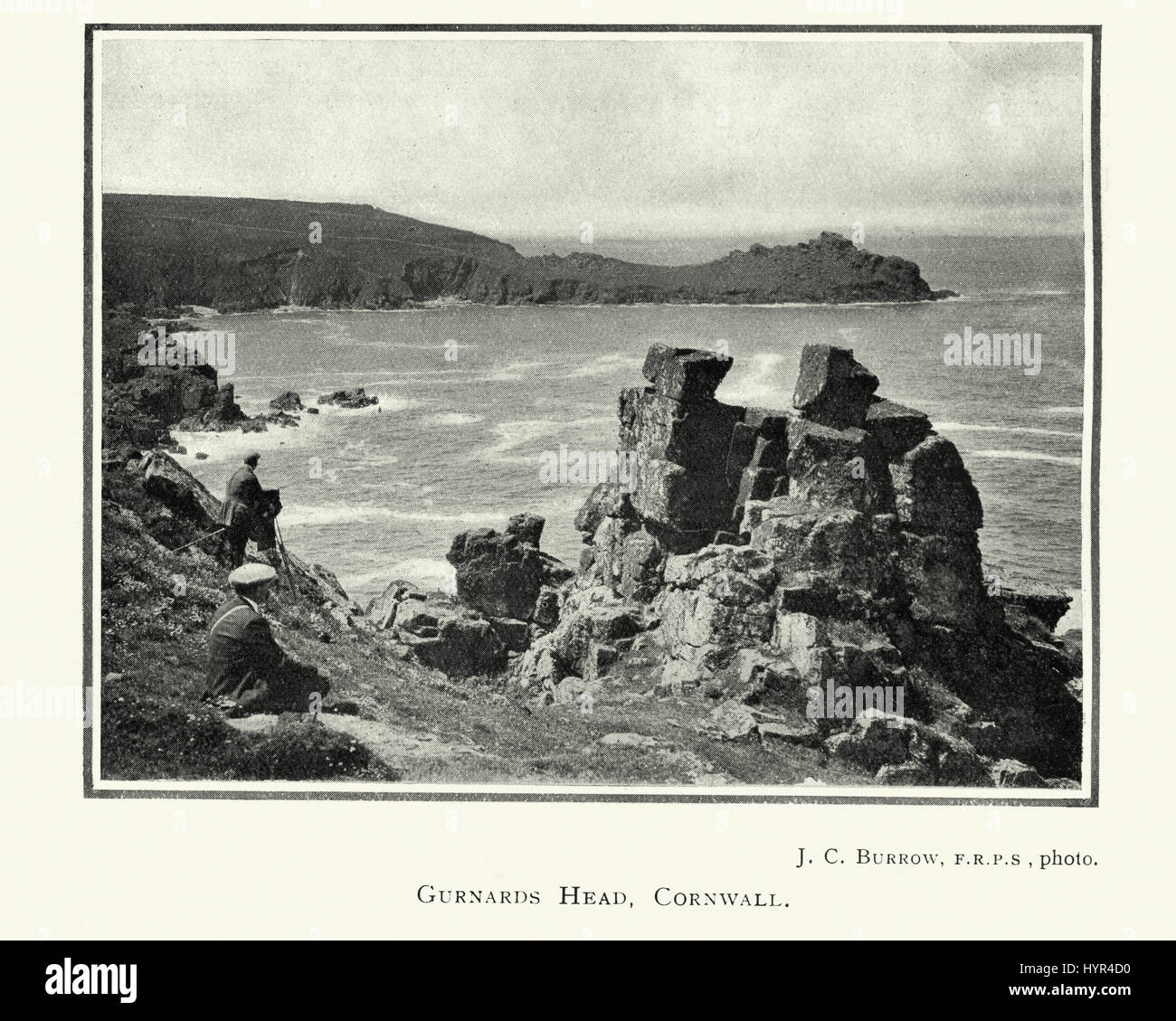 Vintage photograph of Gurnards Head, Cornwall by John Charles BURROW, c. 1910 Stock Photo