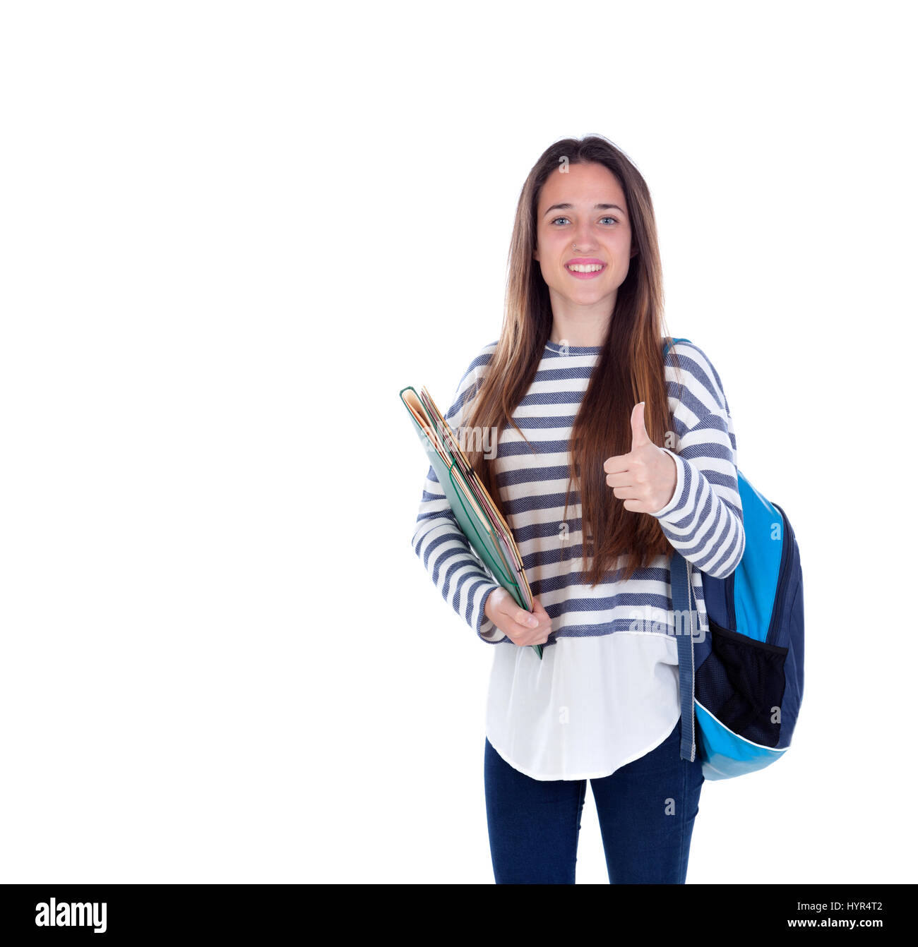Teenager student girl isolated on a white background Stock Photo - Alamy