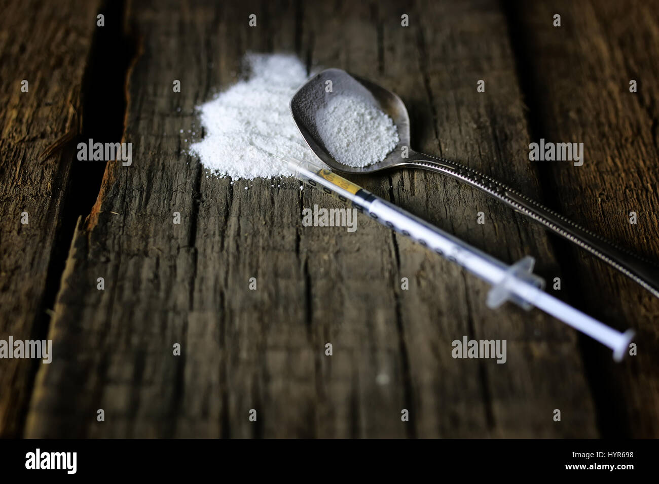 cocain drug syringe spoon Stock Photo - Alamy