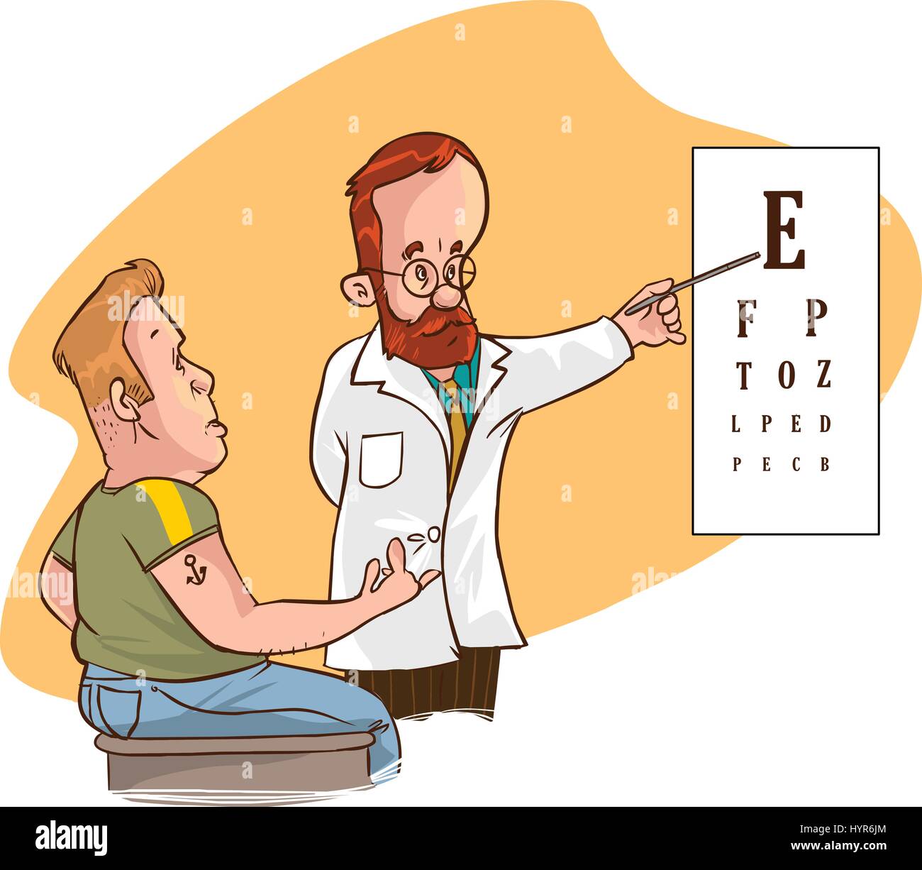 white backround Vector illustration of a ophthalmologist Stock Vector