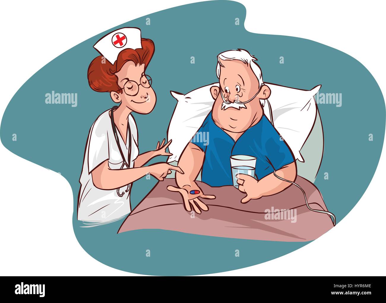 Vector illustration of a nurses and elderly patients Stock Vector
