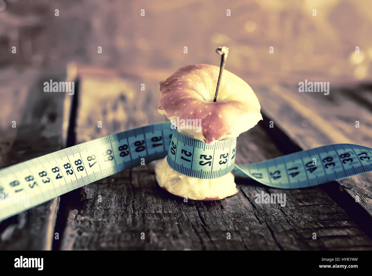 anorexia thinness measuring apple Stock Photo