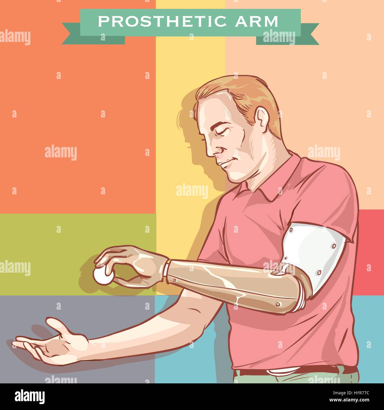 vector illustration of a Man using His Prosthetic Arm Stock Vector