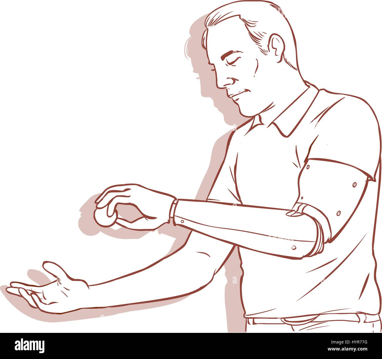 vector illustration of a Man using His Prosthetic Arm Stock Vector