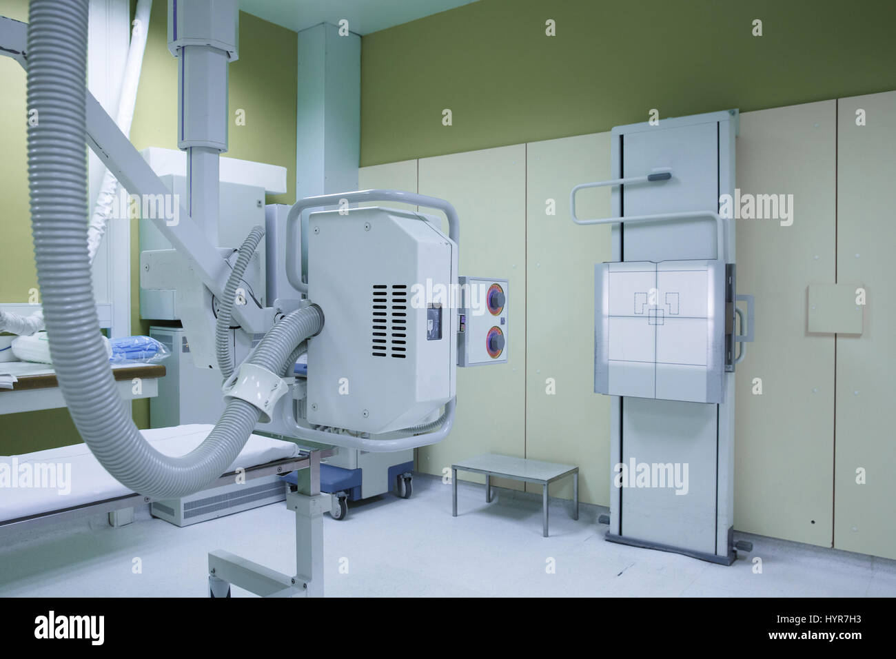 Xray room in a hospital ER operating room with a classic ceiling