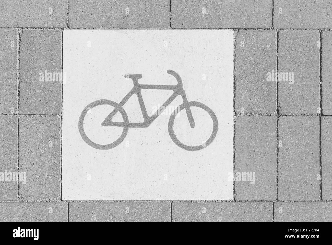 Bicycle Street Lane Sign On Road Stock Photo