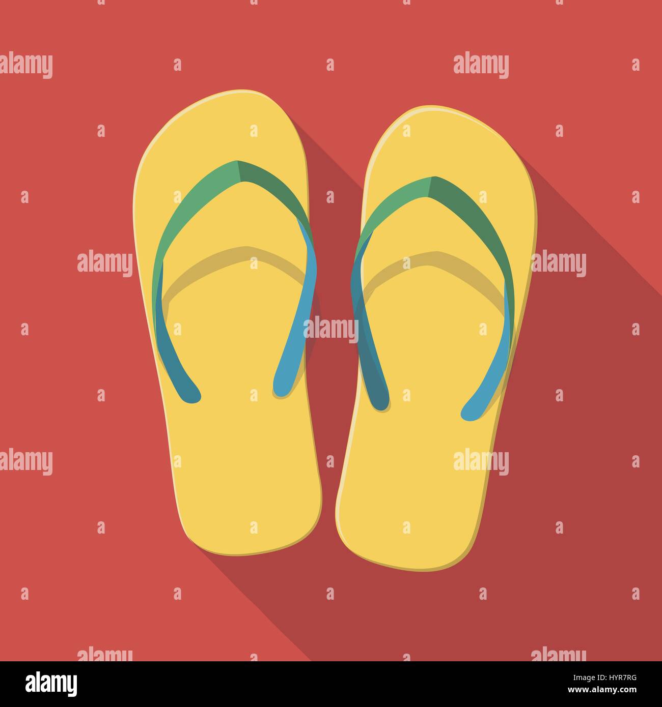 Vector illustration long shadow flat icon of flip flops Stock Vector ...