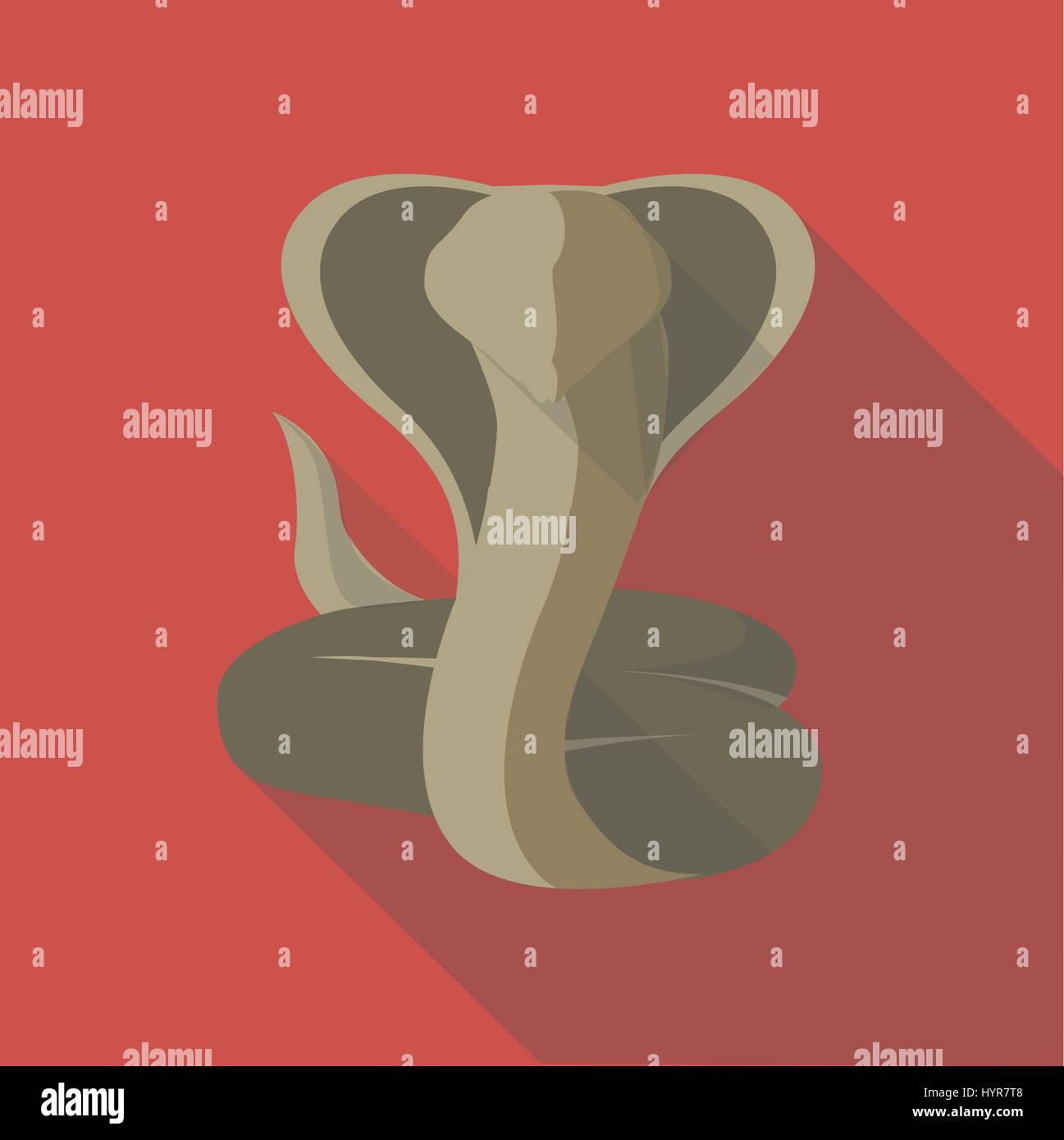 Vector illustration long shadow flat icon of cobra snake Stock Vector ...