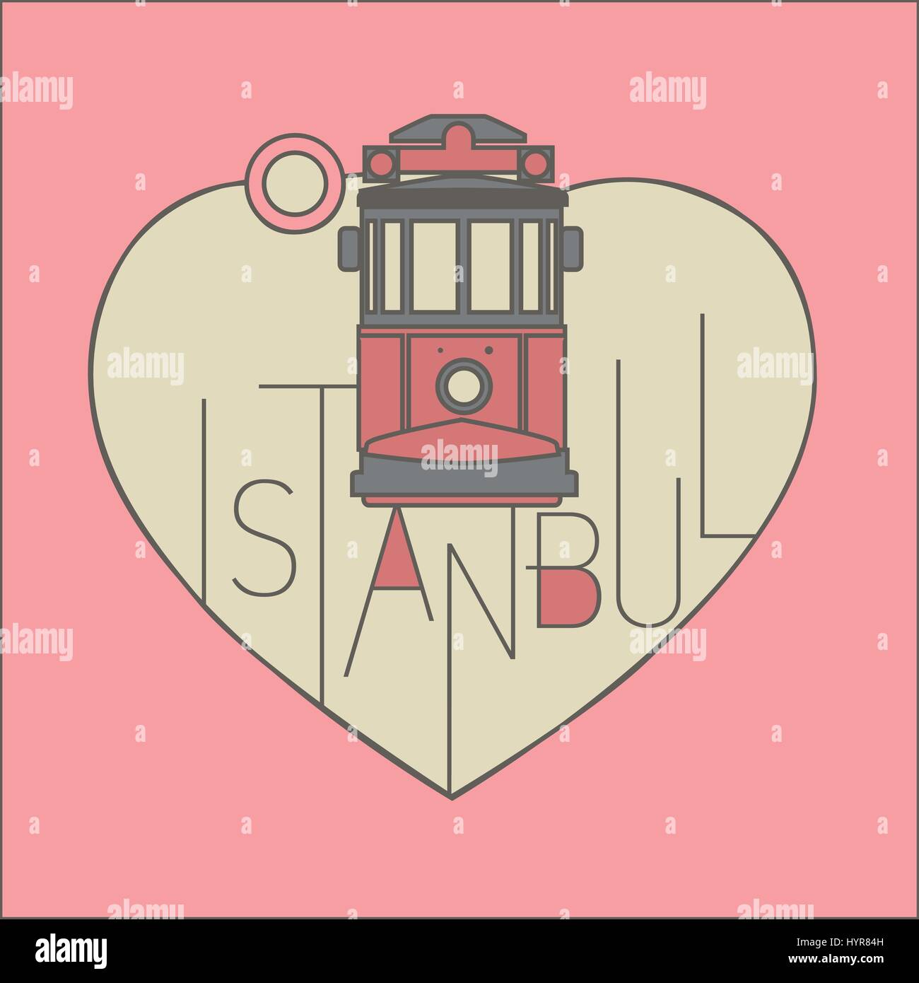 vector line icon style illustrated istanbul landmarks set Stock Vector