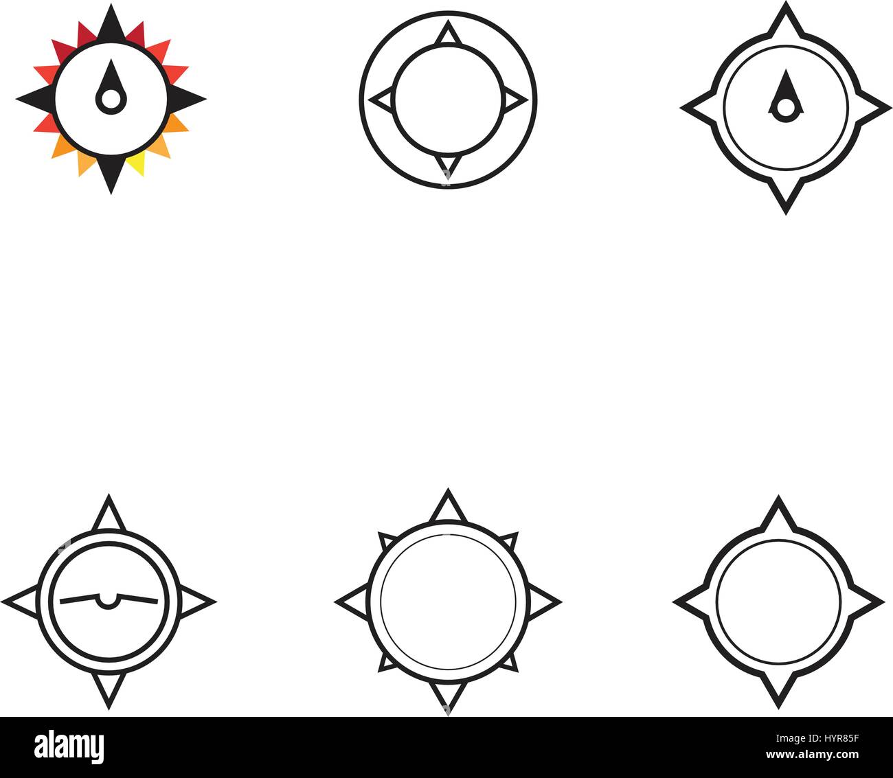 compass star geometric vector isolated logo set Stock Vector Image