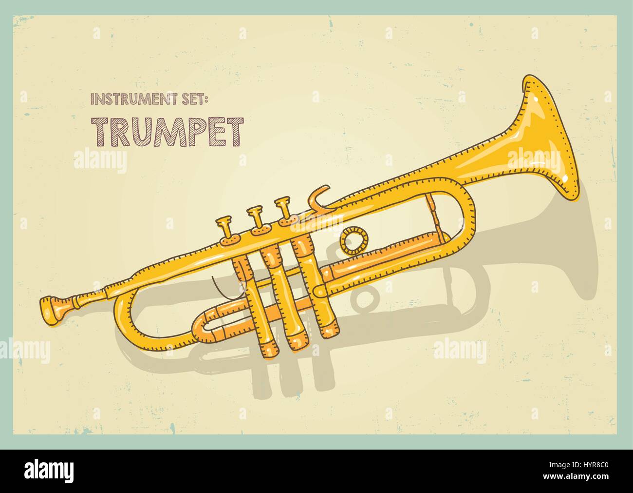 vector hand drawing colored trumpet illustration Stock Vector Image