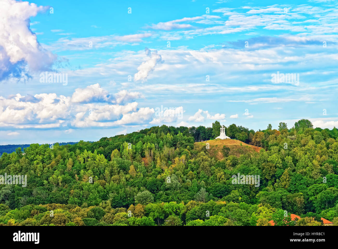 Crooked hill of Three Crosses of Vilnius, Lithuania Stock Photo