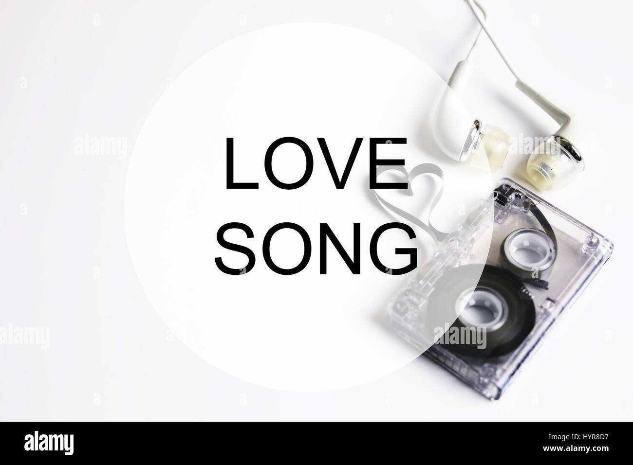 love song background om audio cassette tape shape heart Stock Photo - Alamy