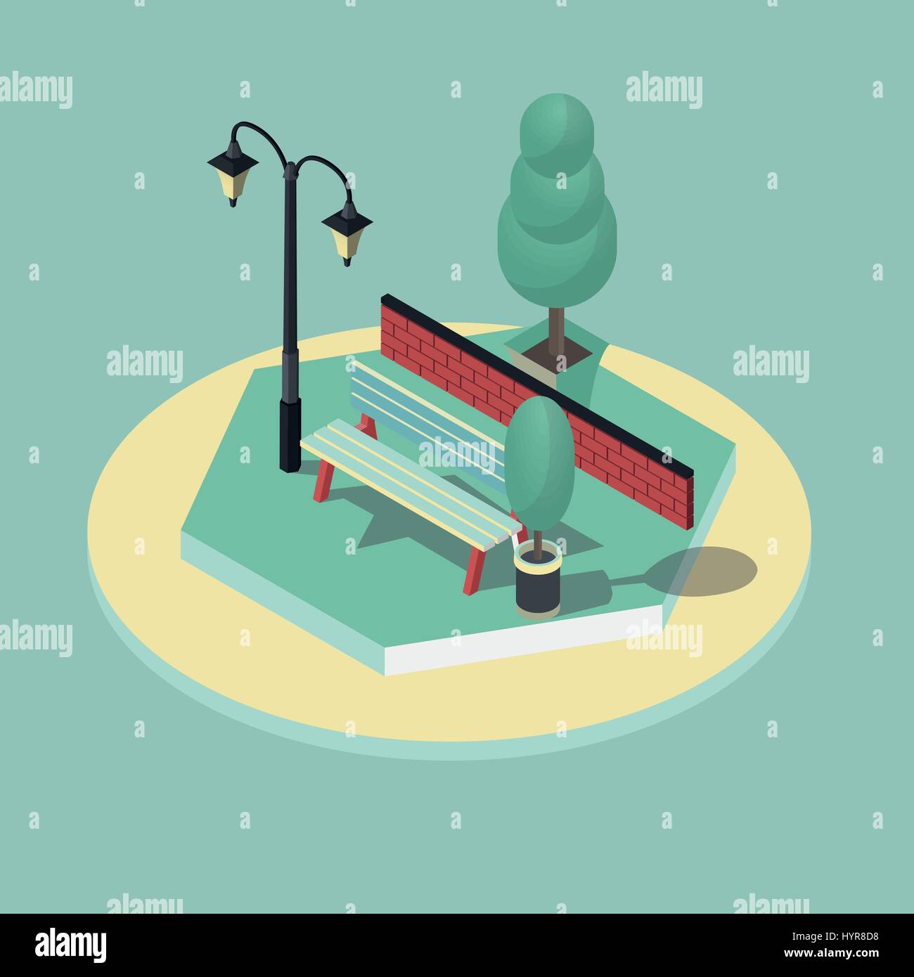 3d isometric vector illustration of park scene Stock Vector Image & Art ...
