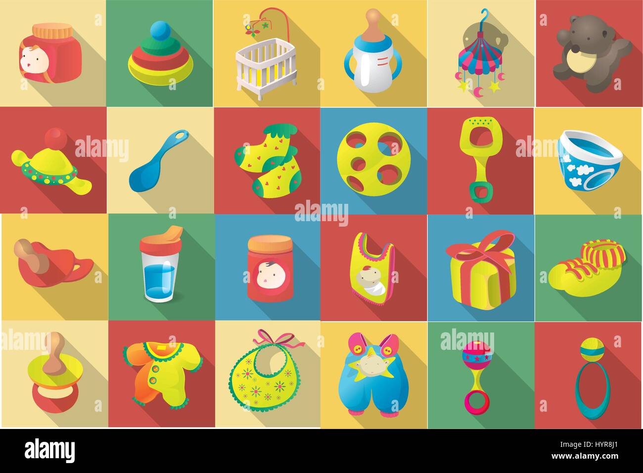vector flat design icon set of baby goodies Stock Vector Image & Art ...