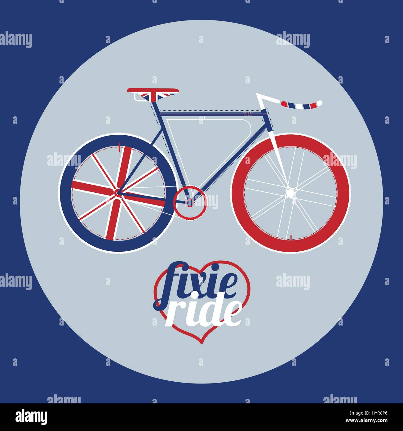 vector illustration fixed gear bicycle illustration (fixie) Stock Vector