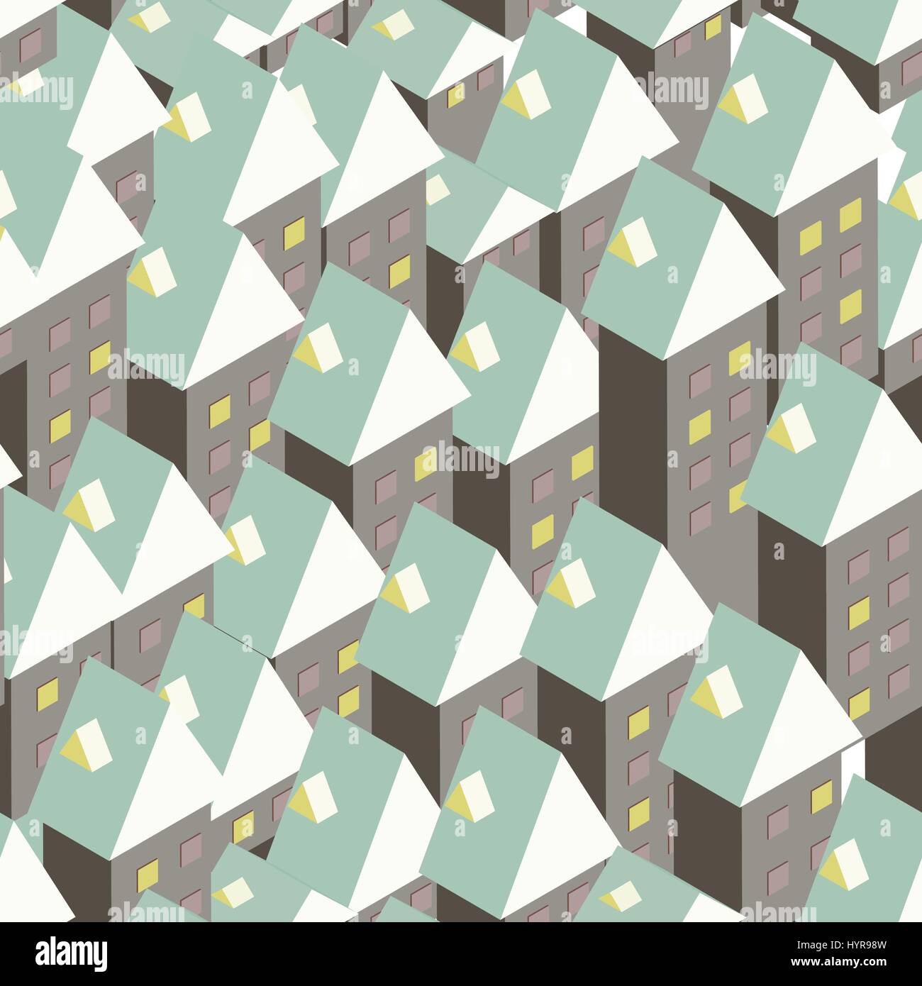 seamless vector geometric abstract houses pattern design Stock Vector ...